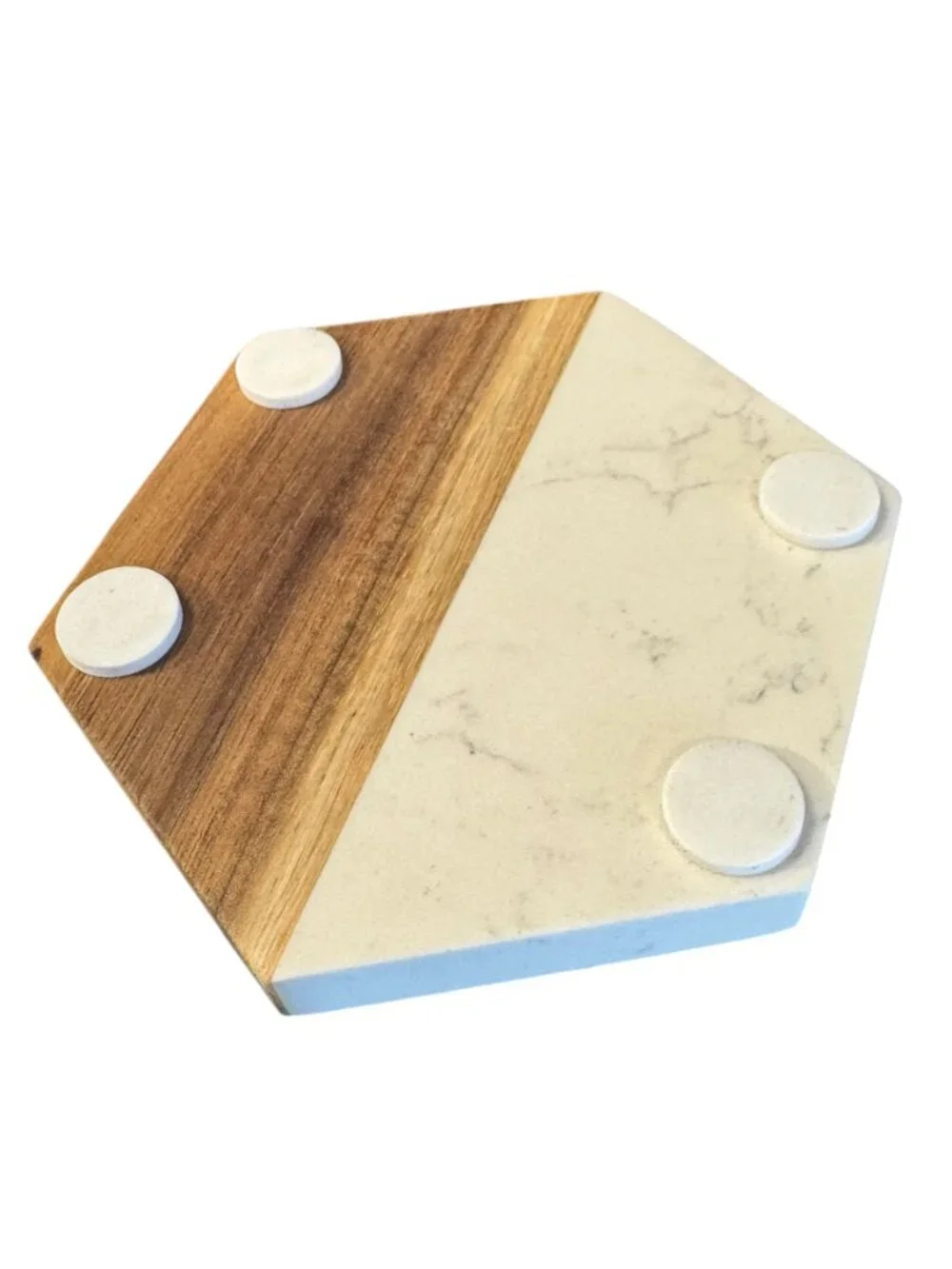 Inspirational Marble and Wood Hexagon Coaster with Butterfly Engraving